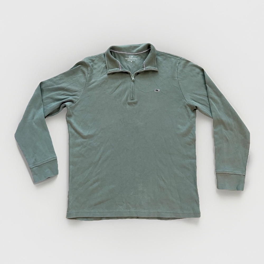 Vineyard Vines 1/4 Zip Long Sleeve Pullover Men's 100% Cotton Medium Green